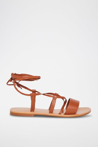 Spartiates en cuir de chèvre Cobalt - Marron