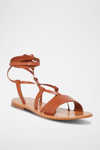 Spartiates en cuir de chèvre Cobalt - Marron