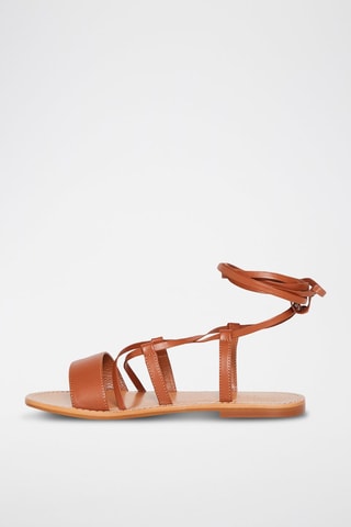 Spartiates en cuir de chèvre Cobalt - Marron