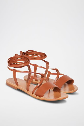Spartiates en cuir de chèvre Cobalt - Marron