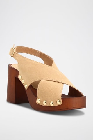 Sandales à talons en croûte de nubuck Sydney - Taupe