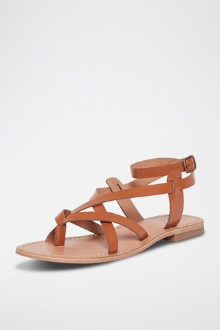 Sandales en cuir de chèvre Hematite - Camel