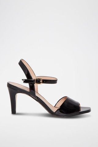 Sandales à talons en cuir verni Flamme - Noir