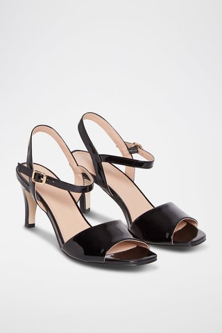 Sandales à talons en cuir verni Flamme - Noir