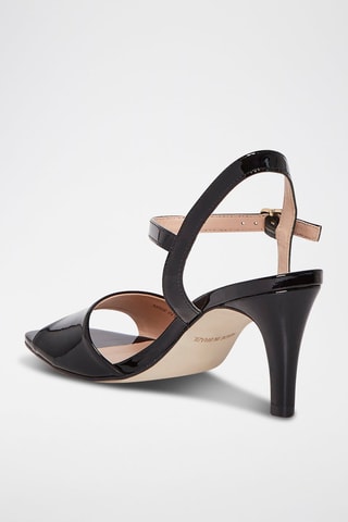 Sandales à talons en cuir verni Flamme - Noir