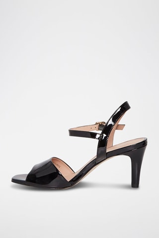 Sandales à talons en cuir verni Flamme - Noir