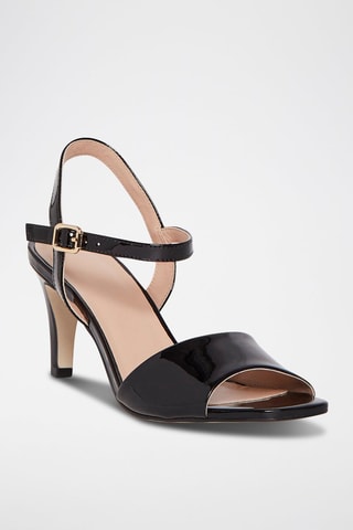 Sandales à talons en cuir verni Flamme - Noir