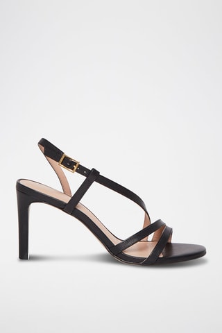 Sandales à talons en cuir Nacre - Noir