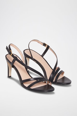 Sandales à talons en cuir Nacre - Noir