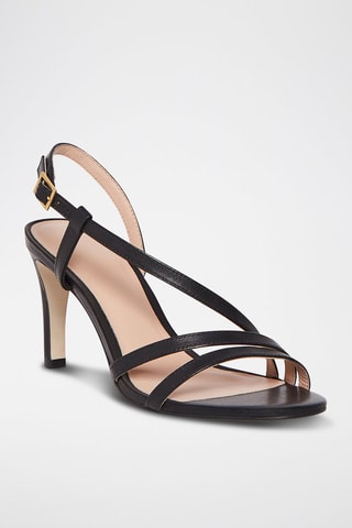 Sandales à talons en cuir Nacre - Noir