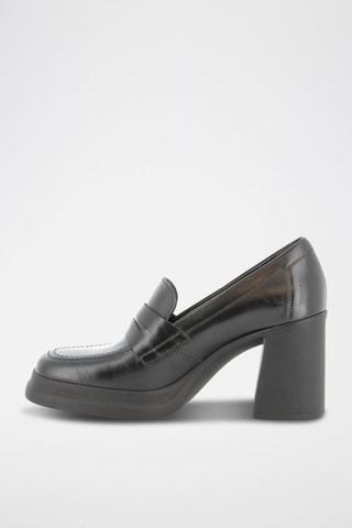Mocassins à talons en cuir Cleia - Noir