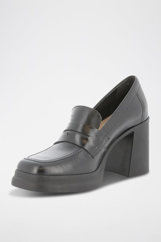 Mocassins à talons en cuir Cleia - Noir