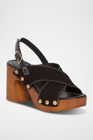 Sandales à talons en cuir Tera - Noir