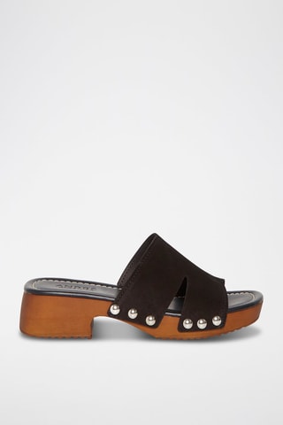 Mules à talons en nubuck Pera - Noir