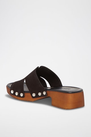 Mules à talons en nubuck Pera - Noir