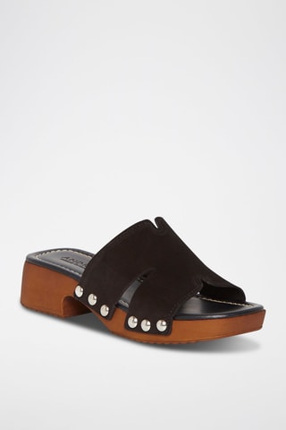 Mules à talons en nubuck Pera - Noir