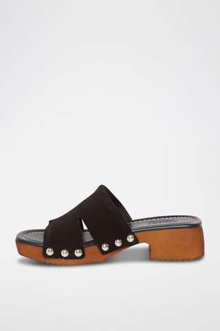 Mules à talons en nubuck Pera - Noir