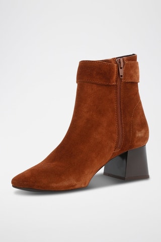 Bottines en croûte de cuir nubuck Simone - Camel