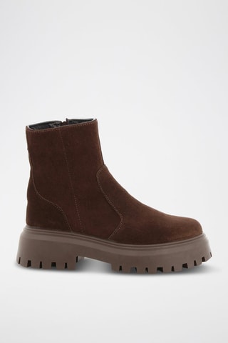 Bottines plateformes en croûte de nubuck Leopie - Marron