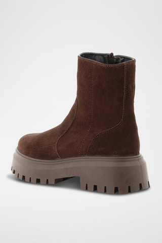 Bottines plateformes en croûte de nubuck Leopie - Marron
