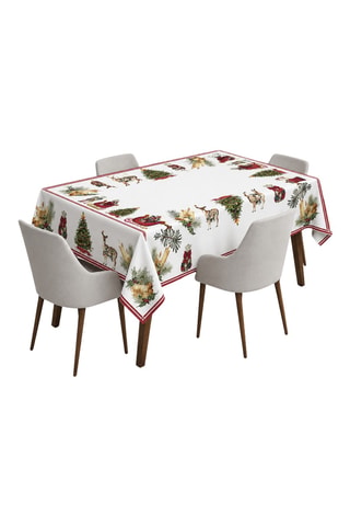 Nappe rectangulaire - Blanc et vert - 160 x 220 cm