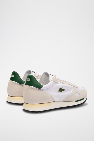Baskets en cuir et nubuck Partner 70S  - Blanc et vert foncé