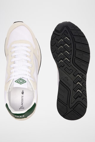 Baskets en cuir et nubuck Partner 70S  - Blanc et vert foncé