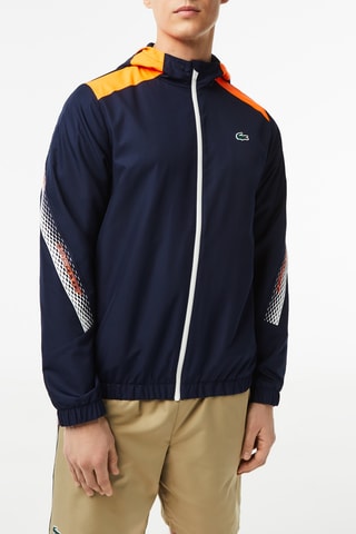 Chaqueta de capucha regular fit Lacoste Tennis - Azul marino y naranja