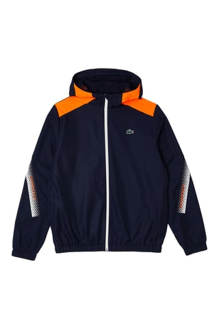 Chaqueta de capucha regular fit Lacoste Tennis - Azul marino y naranja