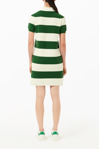 Vestido polo de algodón orgánico - Blanco y verde oscuro