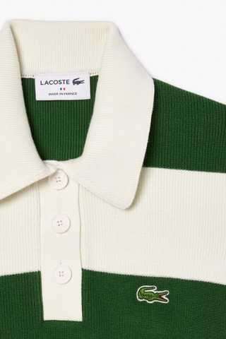 Vestido polo de algodón orgánico - Blanco y verde oscuro