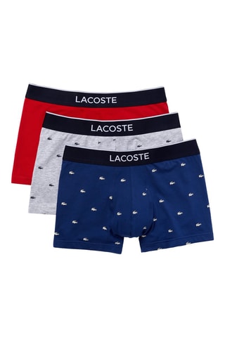 3 boxers - Gris chiné, bleu marine et rouge