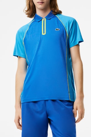 Polo regular fit ultra-dry Lacoste Tennis - Azul y amarillo