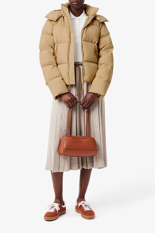 Chaqueta acolchada con capucha relaxed fit - Beige