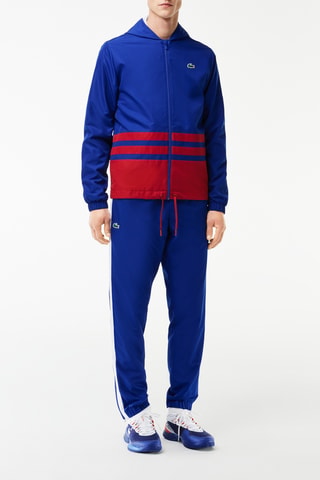 Chaqueta con capucha y pantalón de deporte regular fit de tenis - Azul y rojo