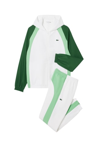 Chaqueta con capucha y pantalón de deporte de tenis regular fit ­- Blanco y verde