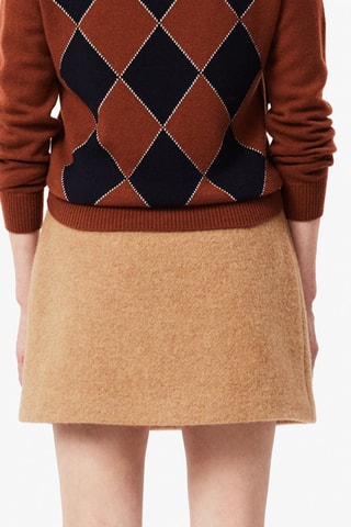 Falda recta de lana virgen - Beige