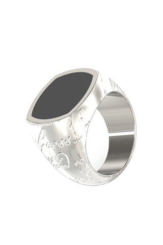 Bague Inscription - Argenté et noir