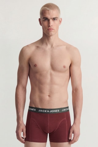 10 boxers en coton biologique - Rouge brique et bleu