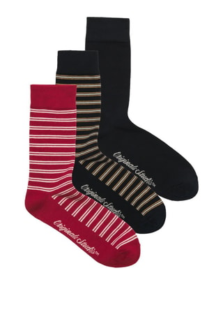 3 paires de chaussettes - Noir et rouge