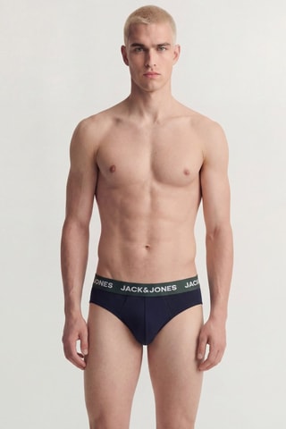 3 slips en coton biologique - Bleu marine et vert