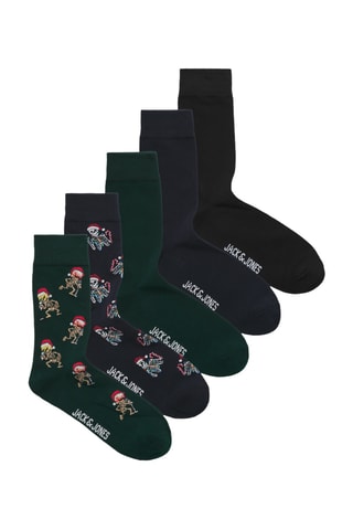 5 paires de chaussettes - Noir, bleu marine et vert foncé