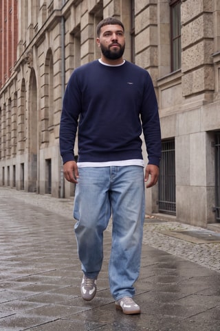 Pull en coton biologique - Bleu marine