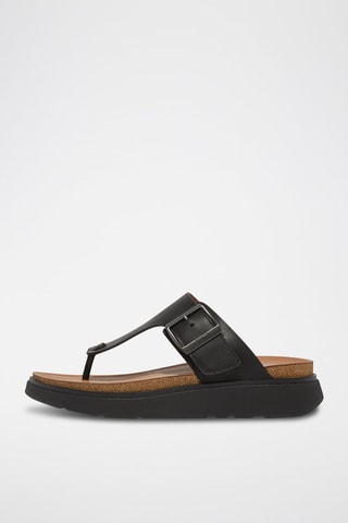 Tongs compensées en cuir Microwobbleboard - Noir