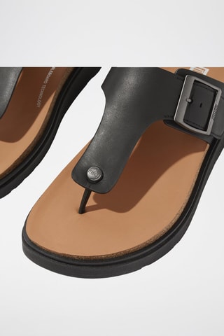 Tongs compensées en cuir Microwobbleboard - Noir