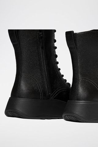 Bottines plateformes en cuir F-Mode Leather Lace-Up Flatform - Noir