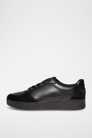 Baskets plateformes en cuir Rally Leather/Suede Panel - Noir