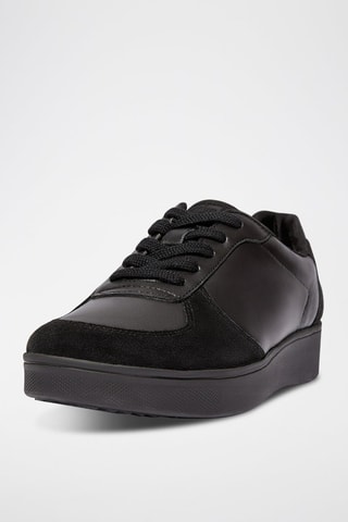 Baskets plateformes en cuir Rally Leather/Suede Panel - Noir