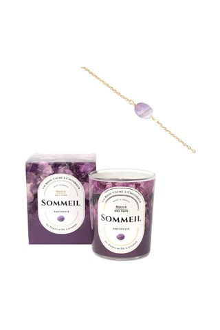 Bougie parfumée Lavande et bracelet Sommeil - Améthyste