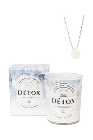 Bougie parfumée Citron et collier Détox - Cristal de roche